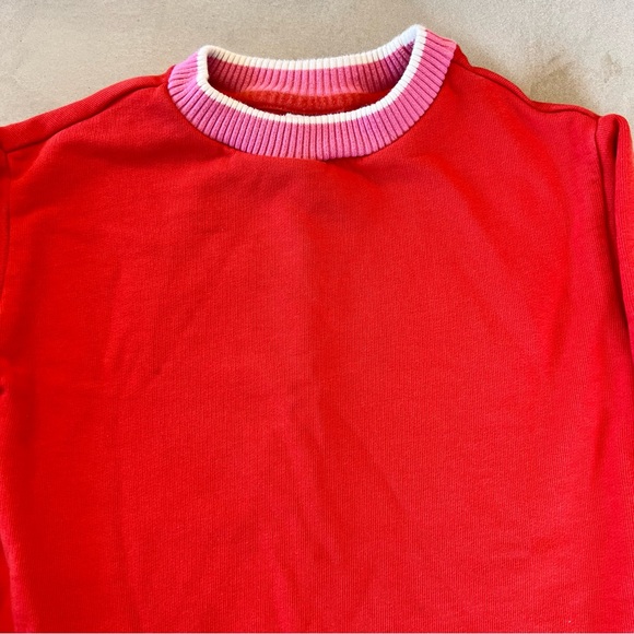 Hanna Andersson Long Sleeve French Terry Dress Red with Pink 3T - Picture 4 of 9